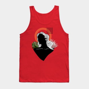 Abstract Minimalistic Woman Exotic Flowers Tank Top